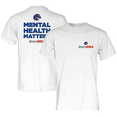 Unisex Blue 84 White Boise State Broncos BroncoBold Mental Health Matters T-Shirt