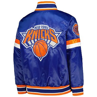 Youth Starter Blue New York Knicks Home Game Varsity Satin Full-Snap Jacket