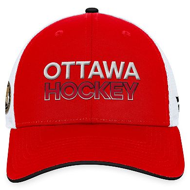 Men's Fanatics Branded  Red Ottawa Senators Authentic Pro Rink Trucker Adjustable Hat