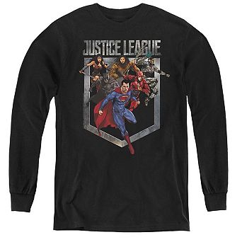 Justice League Movie Charge Youth Long Sleeve T-shirt