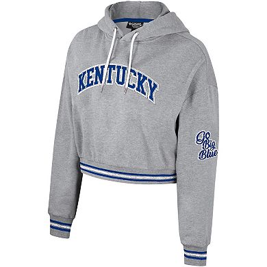 Women's The Wild Collective Heather Gray Kentucky Wildcats Cropped Shimmer Pullover Hoodie