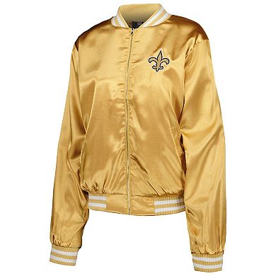 Women's Cuce  Gold New Orleans Saints Rhinestone Full-Zip Varsity Jacket