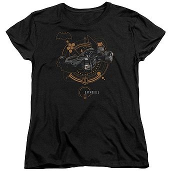 Justice League Movie Batmobile Short Sleeve Womens T-shirt