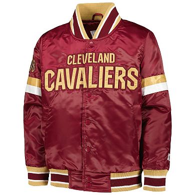 Youth Starter Wine Cleveland Cavaliers Home Game Varsity Satin Full-Snap Jacket
