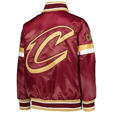 Youth Starter Wine Cleveland Cavaliers Home Game Varsity Satin Full-Snap Jacket
