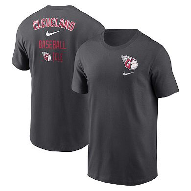 Men's Nike Charcoal Cleveland Guardians Logo Sketch Bar T-Shirt