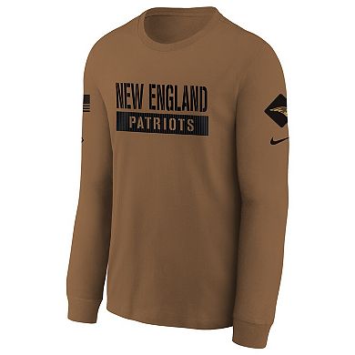 Youth Nike  Brown New England Patriots 2023 Salute to Service Long Sleeve T-Shirt