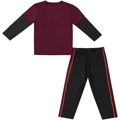 Toddler Colosseum Maroon/Black Virginia Tech Hokies Long Sleeve T-Shirt & Pants Set