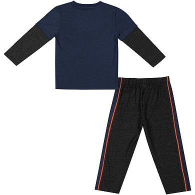 Toddler Colosseum Navy/Black Illinois Fighting Illini Long Sleeve T-Shirt & Pants Set