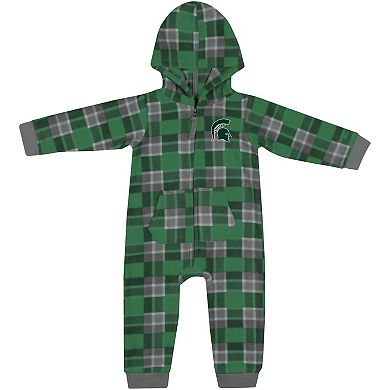 Infant Colosseum  Green Michigan State Spartans Full-Zip Plaid Hoodie Long Sleeve Jumper