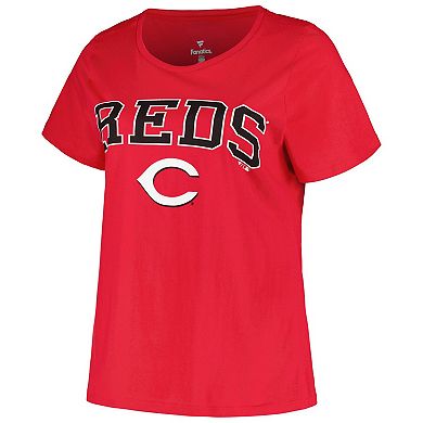 Women's Profile Red Cincinnati Reds Plus Size Arch Logo T-Shirt