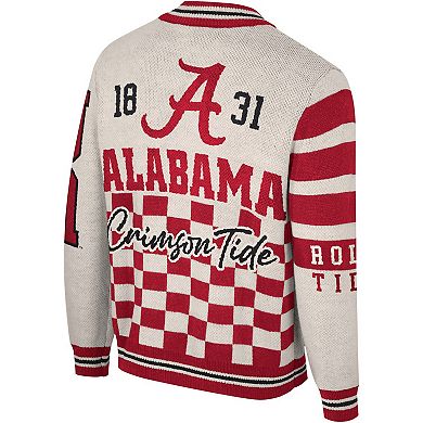 Unisex The Wild Collective Cream Alabama Crimson Tide Jacquard Full-Zip Sweater