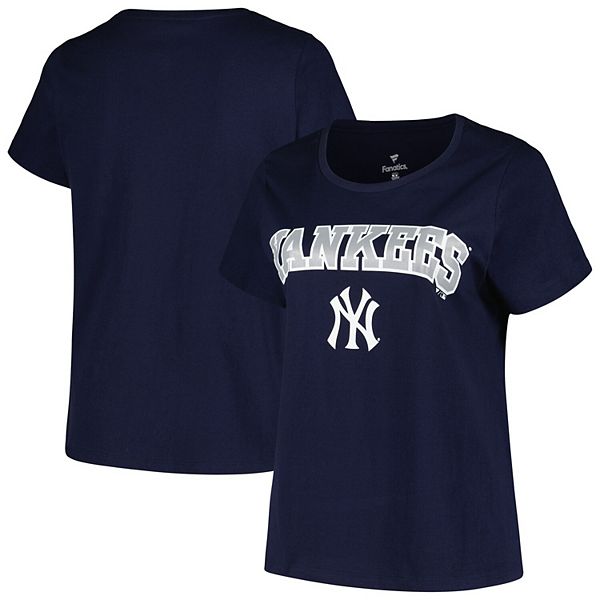 Women's Profile Navy New York Yankees Plus Size Arch Logo T-Shirt