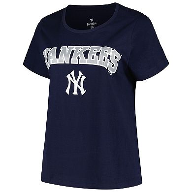 Women's Profile Navy New York Yankees Plus Size Arch Logo T-Shirt