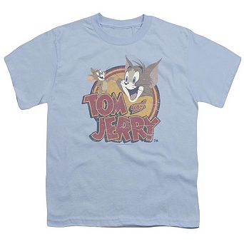 Tom And Jerry Water Damaged Short Sleeve Youth T-shirt