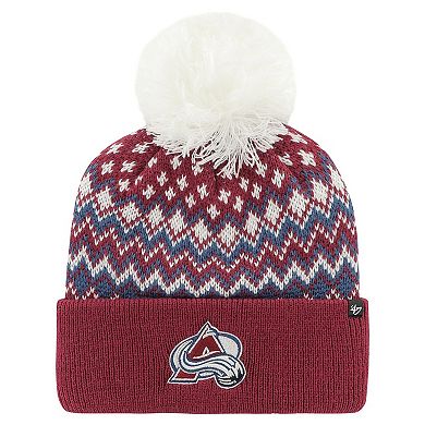 Women's '47 Burgundy Colorado Avalanche Elsa Cuffed Knit Hat with Pom