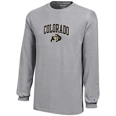 Youth Champion Gray Colorado Buffaloes Arch Over Logo Long Sleeve Jersey T-Shirt
