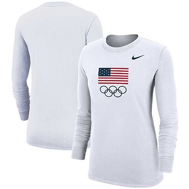 Women's Nike White Team USA Core Long Sleeve T-Shirt