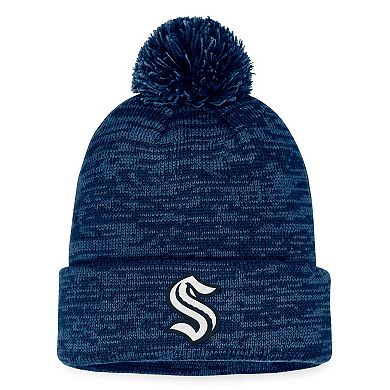 Men's Fanatics Branded Deep Sea Blue Seattle Kraken Fundamental Cuffed Knit Hat with Pom