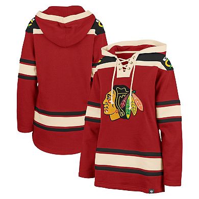Women's '47 Red Chicago Blackhawks Superior Lacer Pullover Hoodie