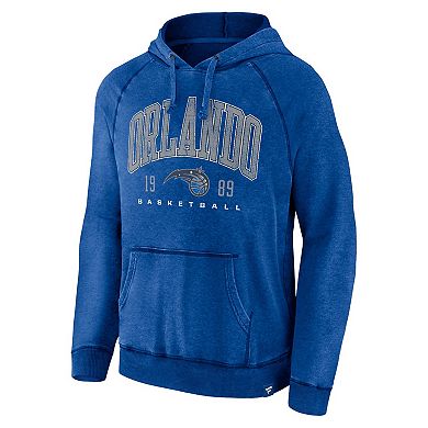 Men's Fanatics Branded Heather Blue Orlando Magic Foul Trouble Snow Wash Raglan Pullover Hoodie
