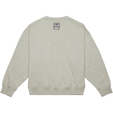 Women's Mitchell & Ness Heather Gray Florida Gators Oversized Logo Lightweight Pullover Sweatshirt