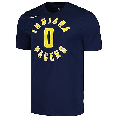 Men's Nike Tyrese Haliburton Navy Indiana Pacers Icon 2022/23 Name & Number T-Shirt