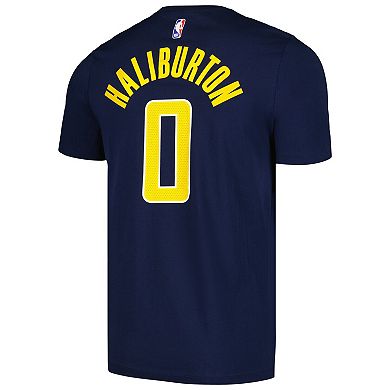 Men's Nike Tyrese Haliburton Navy Indiana Pacers Icon 2022/23 Name & Number T-Shirt