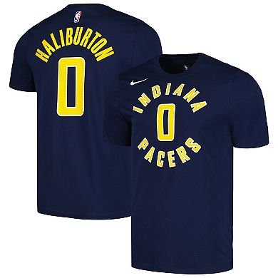 Men's Nike Tyrese Haliburton Navy Indiana Pacers Icon 2022/23 Name & Number T-Shirt