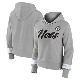 Women's Fanatics Branded Heather Gray Brooklyn Nets Halftime Pullover Hoodie