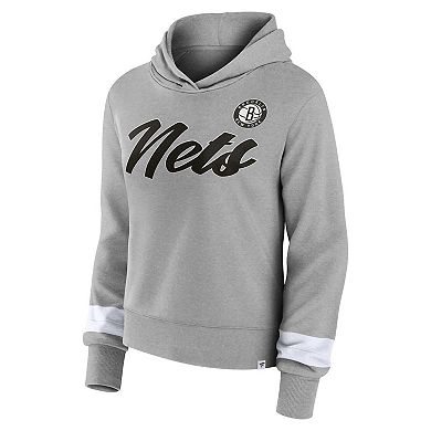 Women's Fanatics Branded Heather Gray Brooklyn Nets Halftime Pullover Hoodie