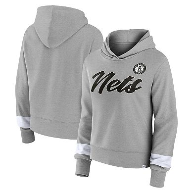 Women's Fanatics Branded Heather Gray Brooklyn Nets Halftime Pullover Hoodie