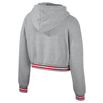 Women's The Wild Collective Heather Gray Wisconsin Badgers Cropped Shimmer Pullover Hoodie