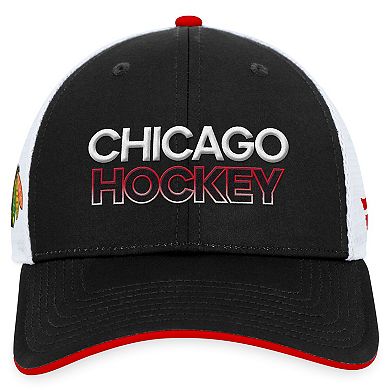 Men's Fanatics Branded Black Chicago Blackhawks Authentic Pro Rink Trucker Adjustable Hat