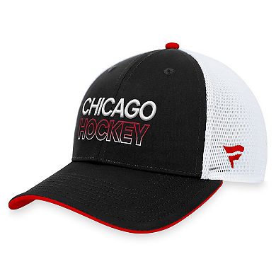 Men's Fanatics Branded Black Chicago Blackhawks Authentic Pro Rink Trucker Adjustable Hat