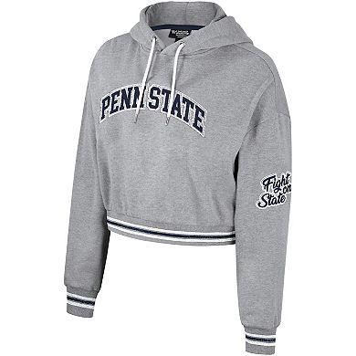 Women's The Wild Collective Heather Gray Penn State Nittany Lions Cropped Shimmer Pullover Hoodie