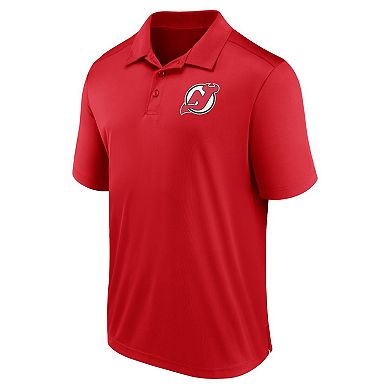 Men's Fanatics Branded  Red New Jersey Devils Left Side Block Polo