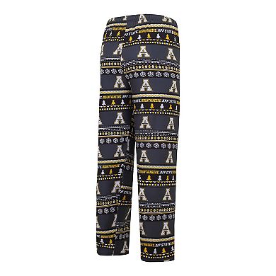 Men's Concepts Sport Black Appalachian State Mountaineers Swivel Long Sleeve T-Shirt & Pants Sleep Set