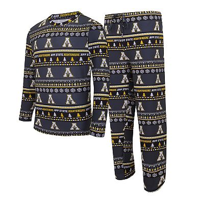 Men's Concepts Sport Black Appalachian State Mountaineers Swivel Long Sleeve T-Shirt & Pants Sleep Set