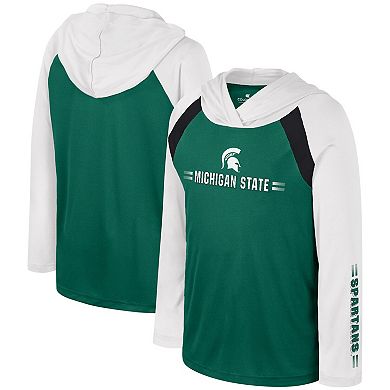 Youth Colosseum Green Michigan State Spartans Eddie Multi-Hit Raglan Long Sleeve Hoodie T-Shirt