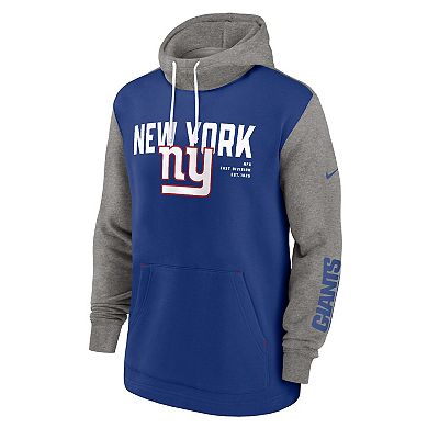 Men's Nike Royal New York Giants Fashion Color Block Pullover Hoodie