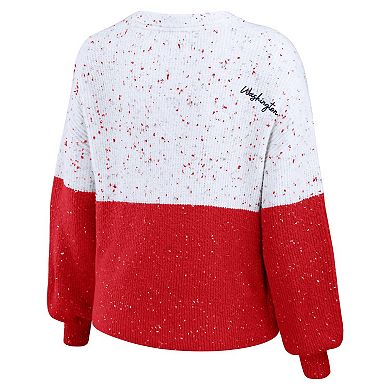 Women's WEAR by Erin Andrews White/Red Washington Wizards Color-Block Pullover Sweater