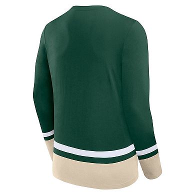 Men's Fanatics Branded Green Minnesota Wild Back Pass Lace-Up Long Sleeve T-Shirt