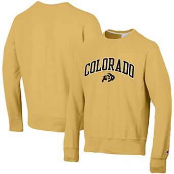 Men's Champion Gold Colorado Buffaloes Skinny Arch Over Vintage Wash Pullover Sweatshirt