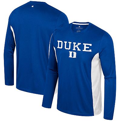 Men s Colosseum Royal Duke Blue Devils Warm Up Long Sleeve T Shirt