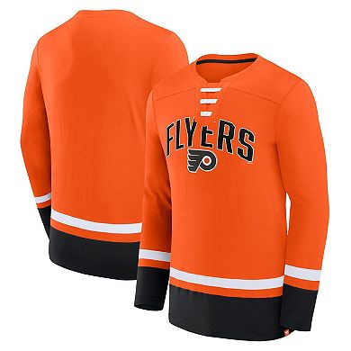 Men's Fanatics Branded Orange Philadelphia Flyers Back Pass Lace-Up Long Sleeve T-Shirt