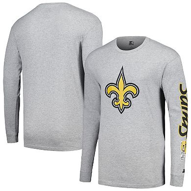 Men's Starter Heather Gray New Orleans Saints Halftime Long Sleeve T-Shirt