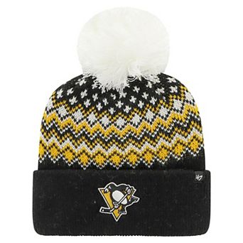 Women's '47 Black Pittsburgh Penguins Elsa Cuffed Knit Hat with Pom