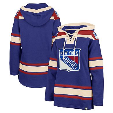Women's '47 Blue New York Rangers Superior Lacer Pullover Hoodie