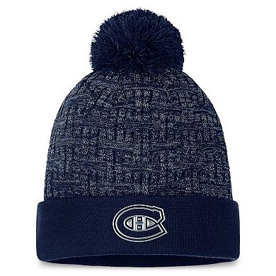Women's Fanatics Branded  Navy Montreal Canadiens Authentic Pro Road Cuffed Knit Hat with Pom